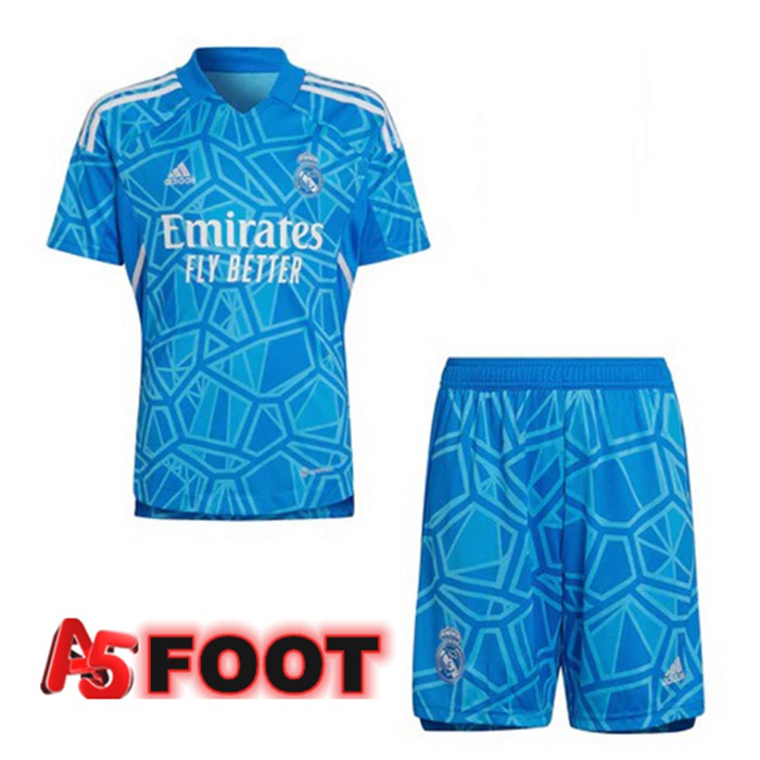 Maillot de Foot Real Madrid Enfant Gardien de but Bleu 2022/2023