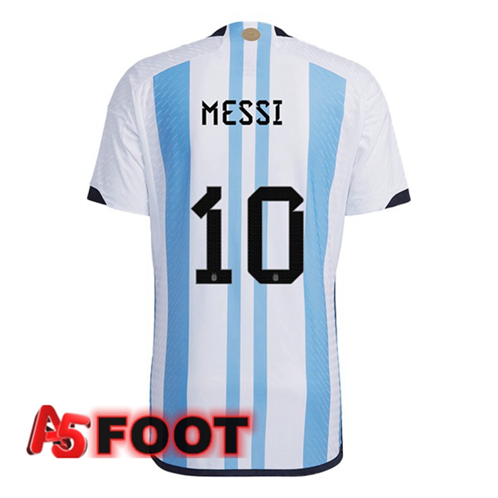 Maillot Argentine (MESSI 10) Domicile Bleu Blanc Coupe du monde 2022