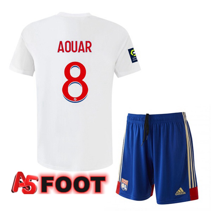 Maillot de Foot Lyon OL (AOUAR 8) Enfant Domicile Blanc 2022/2023
