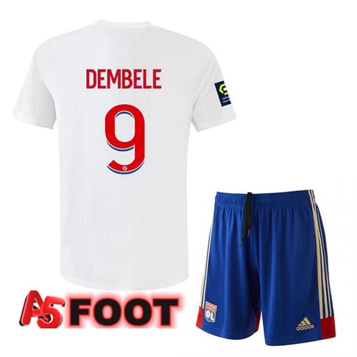 Maillot de Foot Lyon OL (DEMBELE 9) Enfant Domicile Blanc 2022/2023