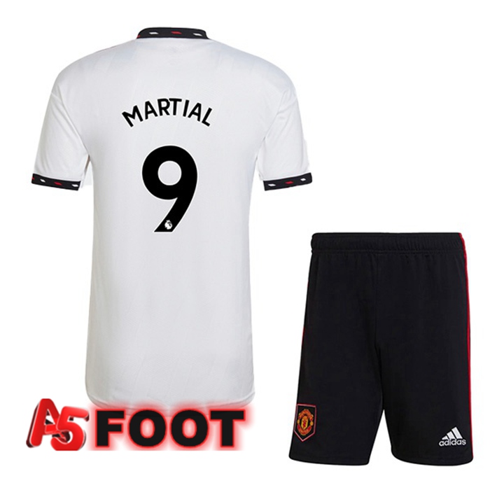 Maillot de Foot Manchester United (MARTIAL 9) Enfant Exterieur Blanc 2022/2023