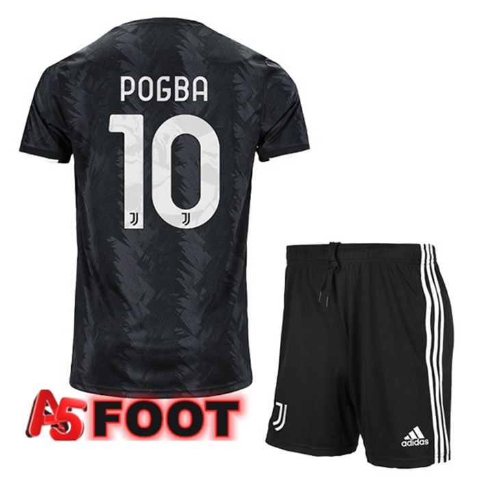 Maillot de Foot Juventus (POGBA 10) Enfant Exterieur Noir 2022/2023