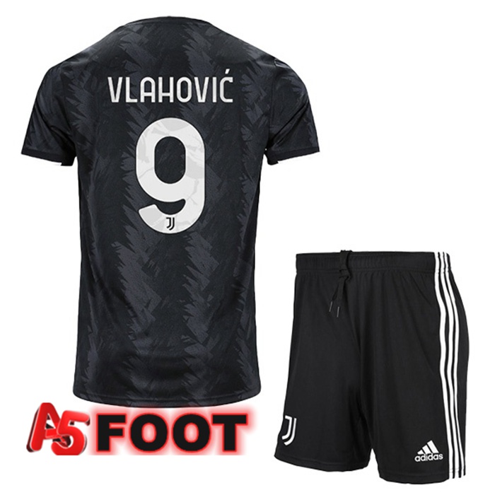 Maillot de Foot Juventus (VLAHOVIĆ 9) Enfant Exterieur Noir 2022/2023