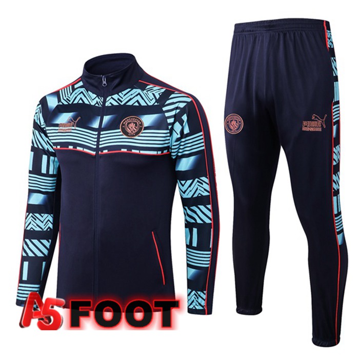 Ensemble Veste Survetement de Foot Manchester City Bleu Royal 2022/2023