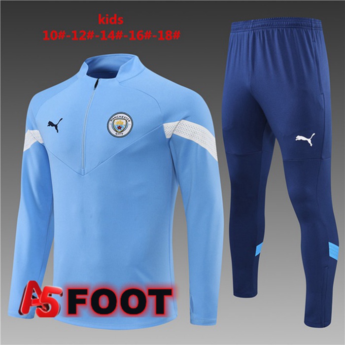 Ensemble Survetement de Foot Manchester City Enfant Bleu 2022/2023