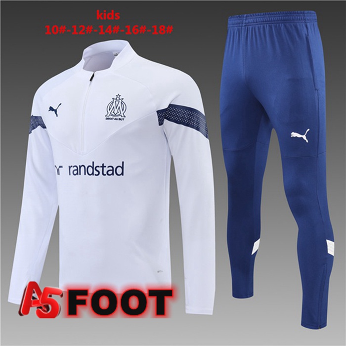 Ensemble Survetement de Foot Marseille OM Enfant Blanc 2022/2023