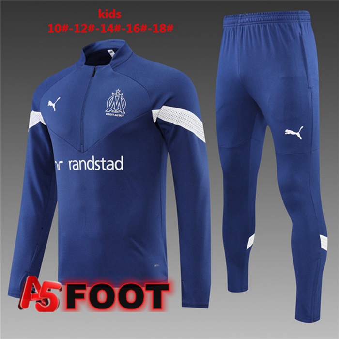 Ensemble Survetement de Foot Marseille OM Enfant Bleu Royal 2022/2023