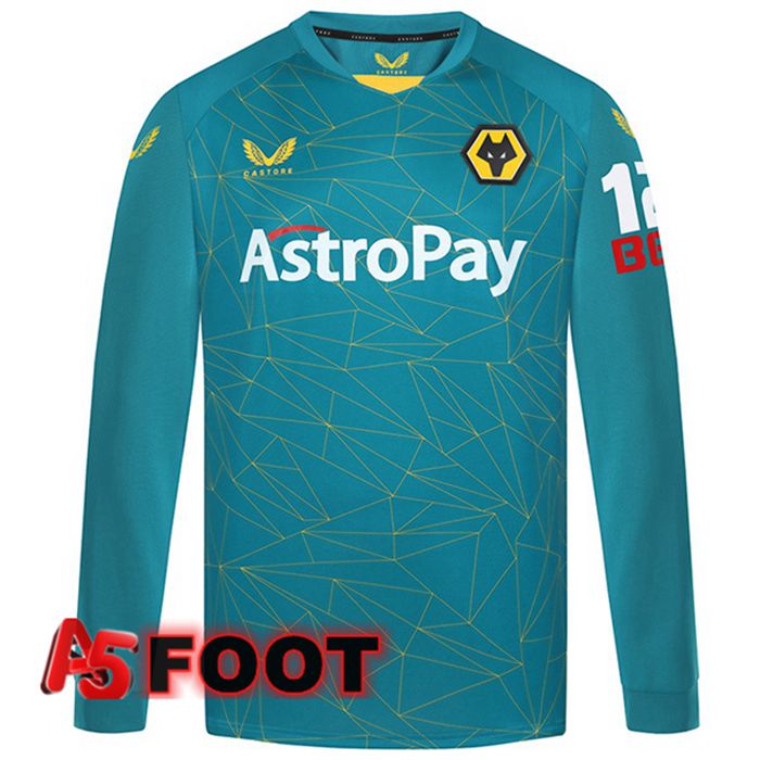 Maillot de Foot Wolves Exterieur Manche Longue Bleu 2022/2023