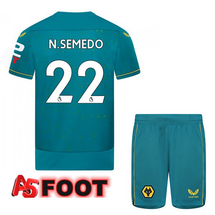 Maillot de Foot Wolves (N. SEMEDO 22) Enfant Exterieur Bleu 2022/2023