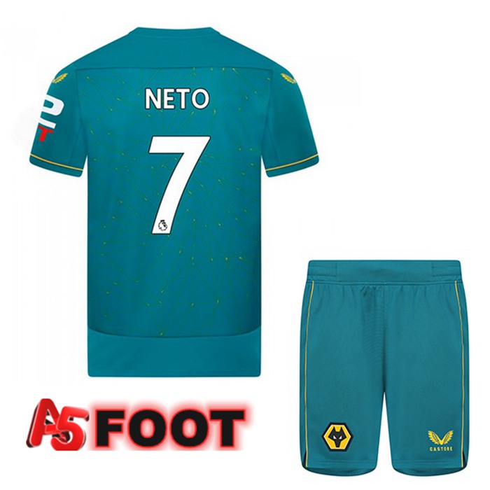 Maillot de Foot Wolves (NETO 7) Enfant Exterieur Bleu 2022/2023