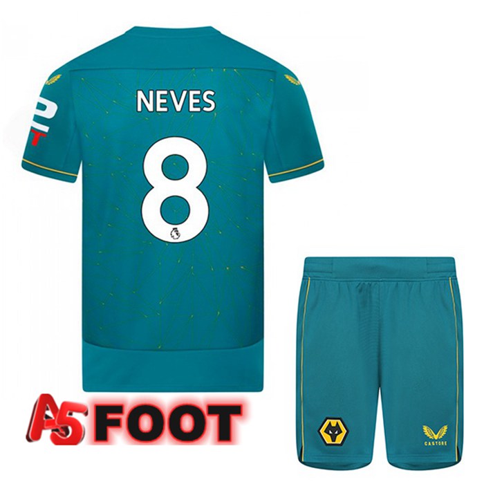 Maillot de Foot Wolves (NEVES 8) Enfant Exterieur Bleu 2022/2023