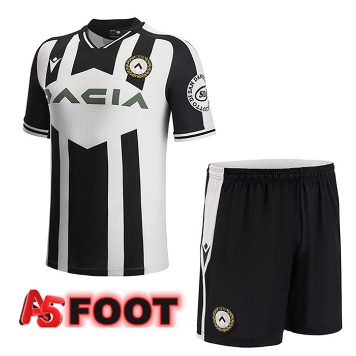 Maillot de Foot Udinese Calcio Enfant Domicile Noir Blanc 2022/2023