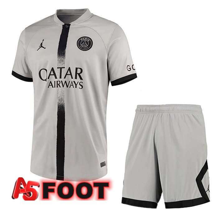 Maillot de Foot Paris PSG Enfant Exterieur Gris 2022/2023