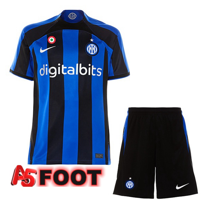 Maillot de Foot Inter Milan Enfant Domicile Noir Bleu 2022/2023