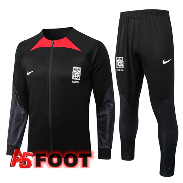 Ensemble Veste Survetement de Foot Corée Noir 2022/2023