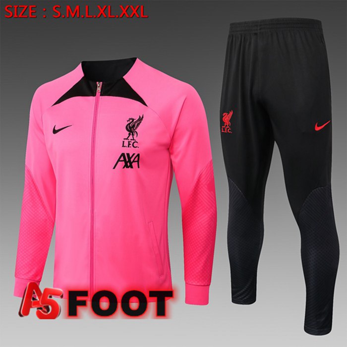 Ensemble Veste Survetement de Foot FC Liverpool Enfant Rose 2022/2023