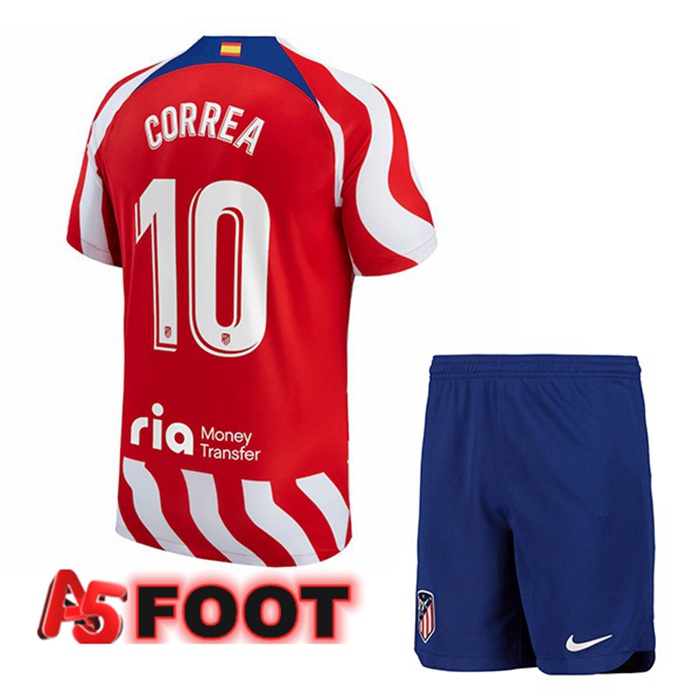 Maillot de Foot Atletico Madrid (Correa 10) Enfant Domicile Rouge 2022/2023
