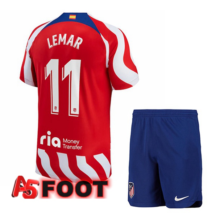 Maillot de Foot Atletico Madrid (Lemar 11) Enfant Domicile Rouge 2022/2023