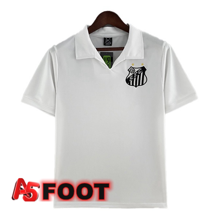 Maillot de Foot Santos FC Retro Domicile Blanc 1970