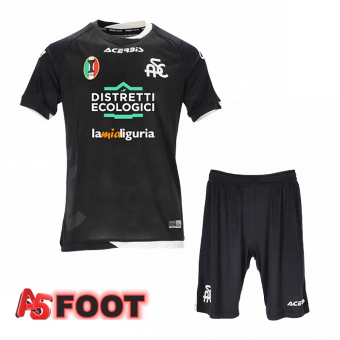 Maillot de Foot Spezia Calcio Enfant Exterieur Noir
