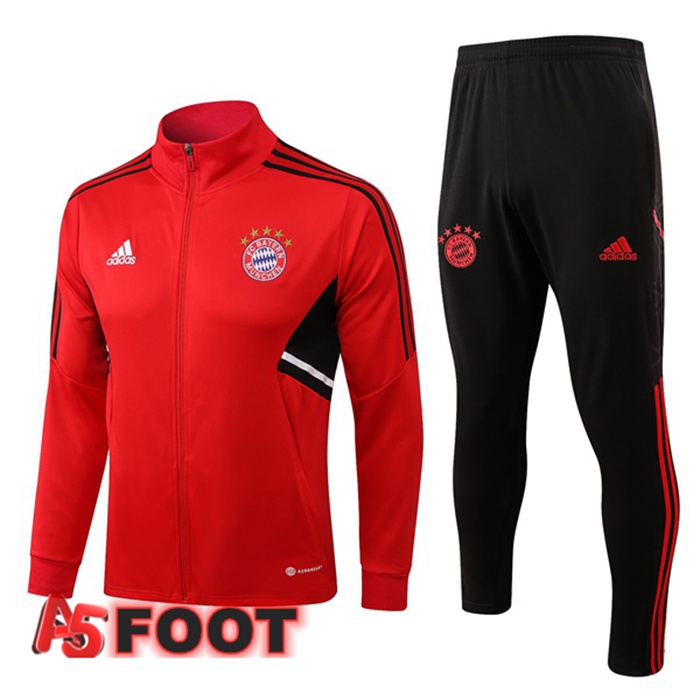 Ensemble Veste Survetement de Foot Bayern Munich Rouge 2022/2023