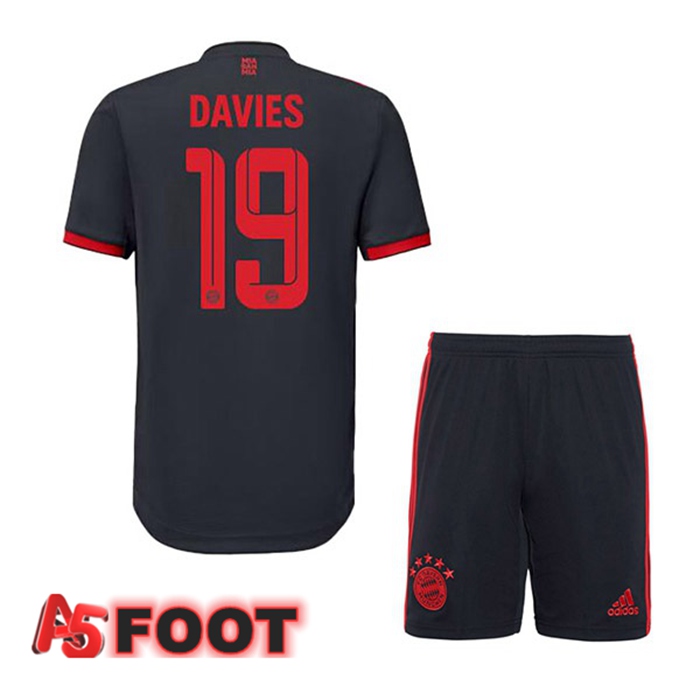 Maillot de Foot Bayern Munich (Davies 19) Enfant Third Noir 2022/2023