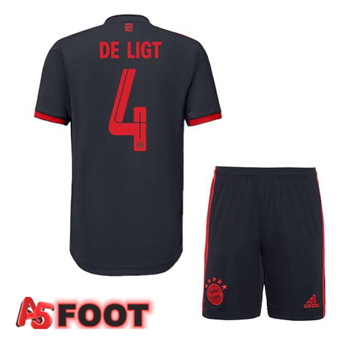 Maillot de Foot Bayern Munich (de Ligt 4) Enfant Third Noir 2022/2023