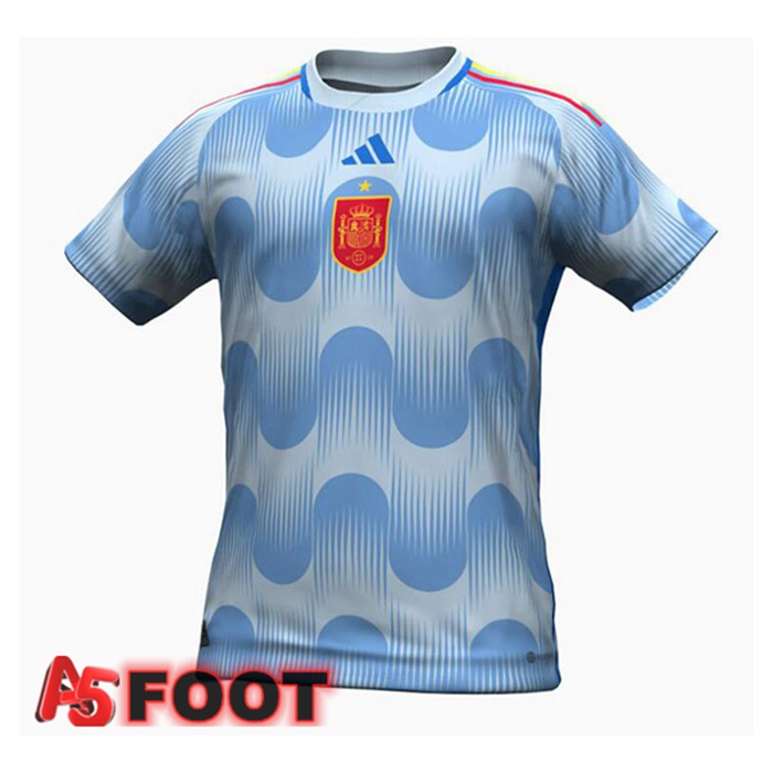 Maillot Foot Equipe de Espagne Exterieur Bleu Blanc Version Fuite 2022/2023
