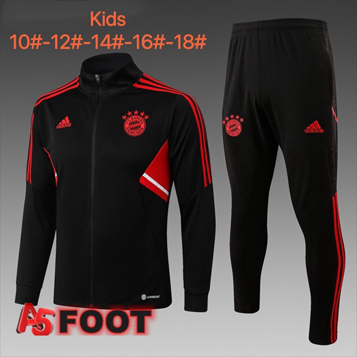 Ensemble Veste Survetement de Foot Bayern Munich Enfant Noir 2022/2023