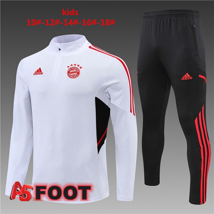 Ensemble Survetement de Foot Bayern Munich Enfant Blanc 2022/2023