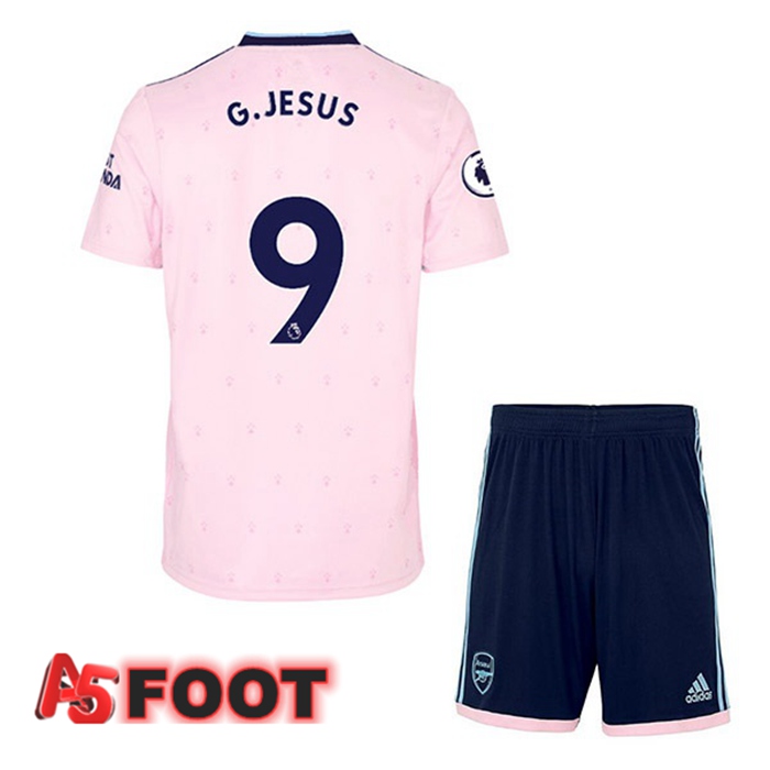 Maillot de Foot Arsenal (G.JESUS 9) Enfant Exterieur Rose 2022/2023
