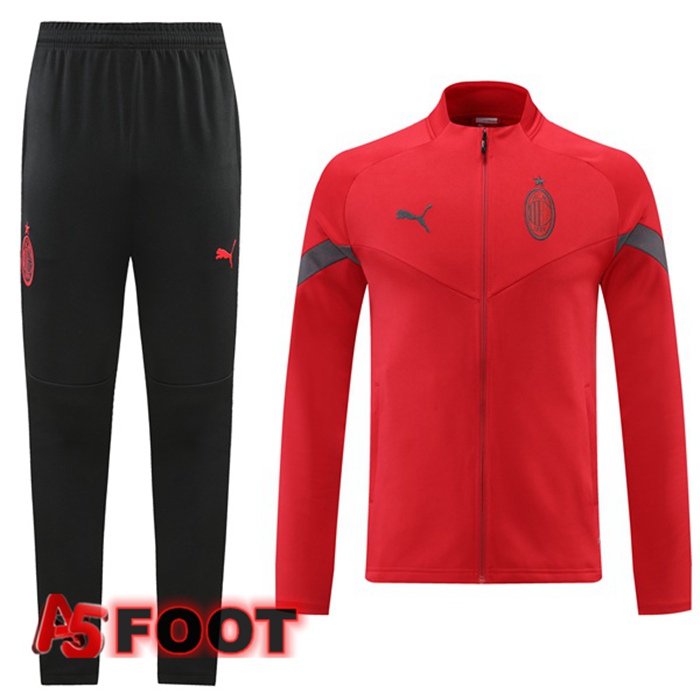 Ensemble Veste Survetement de Foot AC Milan Rouge 2022/2023