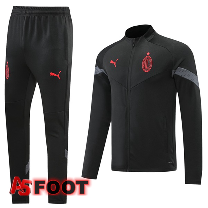 Ensemble Veste Survetement de Foot AC Milan Noir 2022/2023