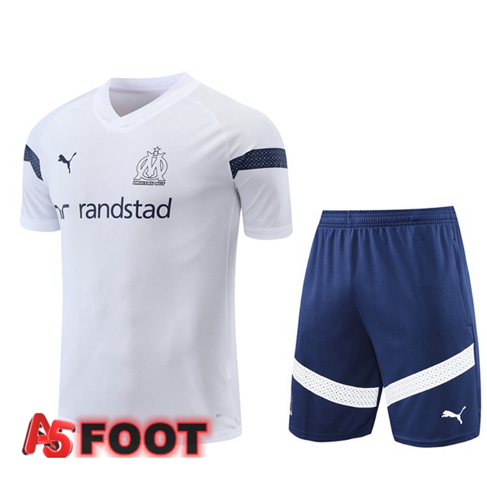 Ensemble Training T-Shirts Marseille OM + Short Blanc 2022/2023