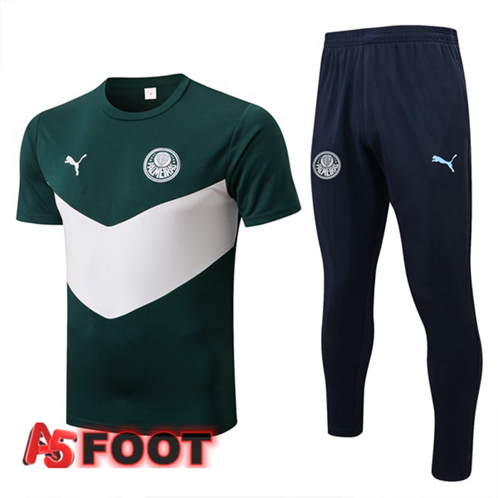 Ensemble Training T-Shirts Palmeiras + Pantalon Vert Blanc 2022/2023