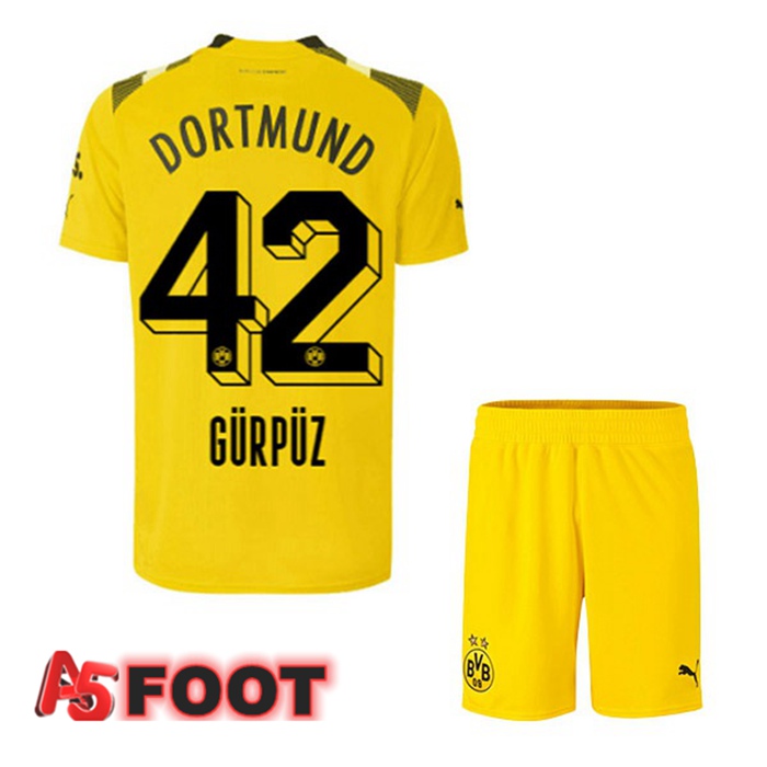 Maillot de Foot Dortmund BVB (Gürpüz 42) Enfant cup Jaune 2022/2023