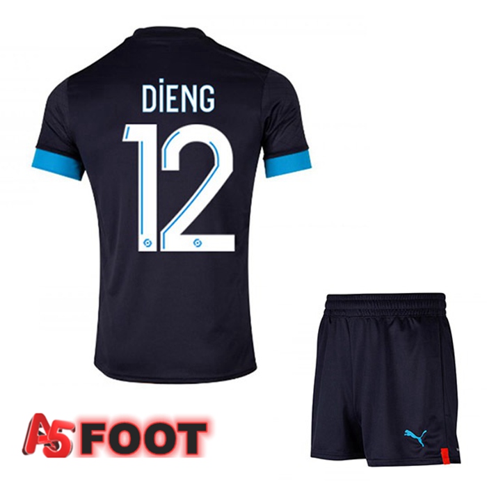 Maillot de Foot Marseille OM (DIENG 12) Enfant Exterieur Noir 2022/203