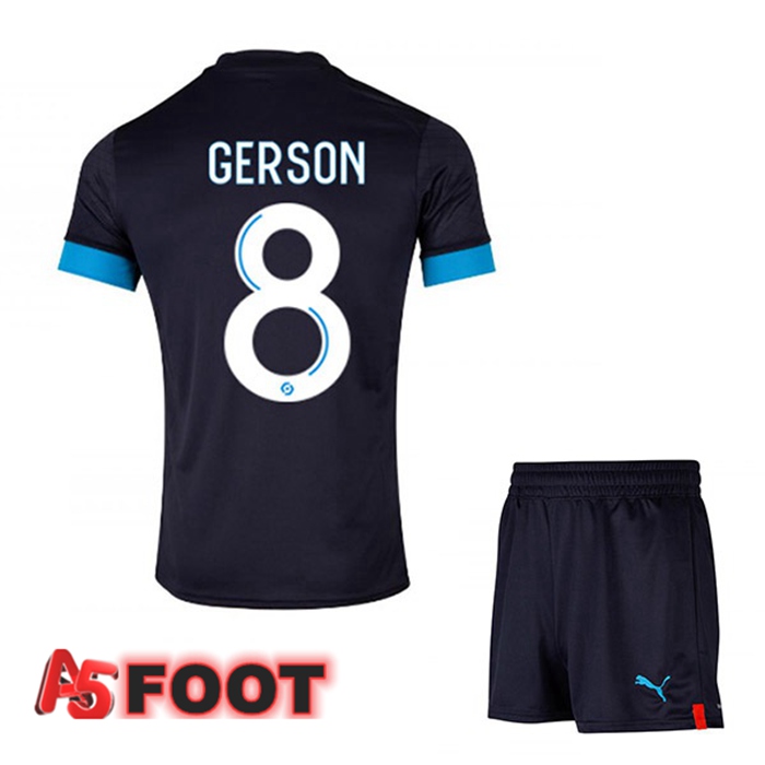 Maillot de Foot Marseille OM (GERSON 8) Enfant Exterieur Noir 2022/2023