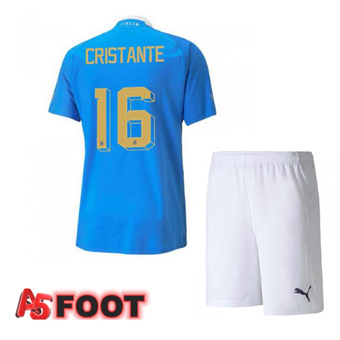 Maillot Foot Equipe de Italie（Cristante 16）Enfant Domicile Bleu 2022/2023