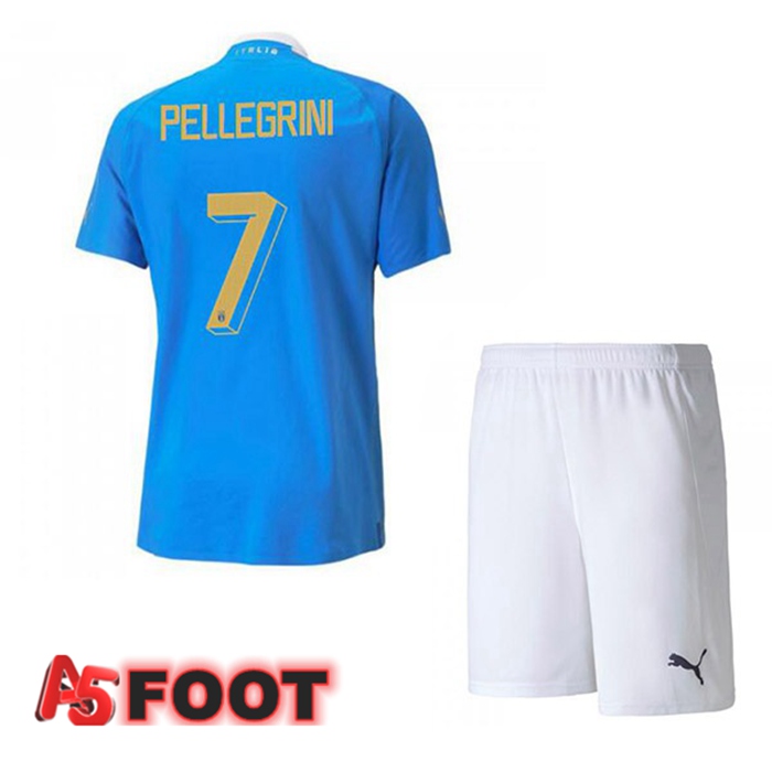 Maillot Foot Equipe de Italie（Pellegrini 7）Enfant Domicile Bleu 2022/2023