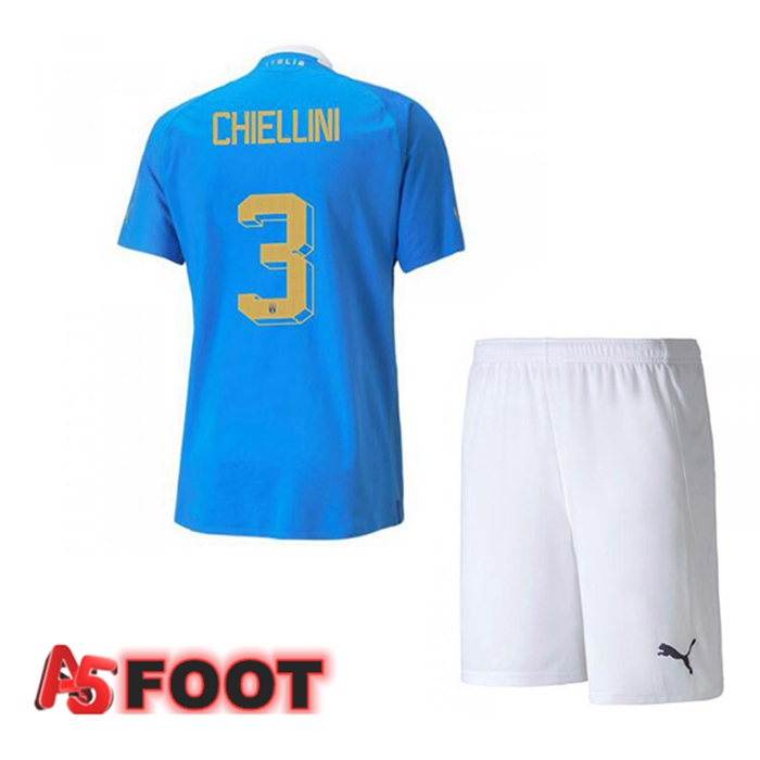 Maillot Foot Equipe de Italie（Chiellini 3）Enfant Domicile Bleu 2022/2023