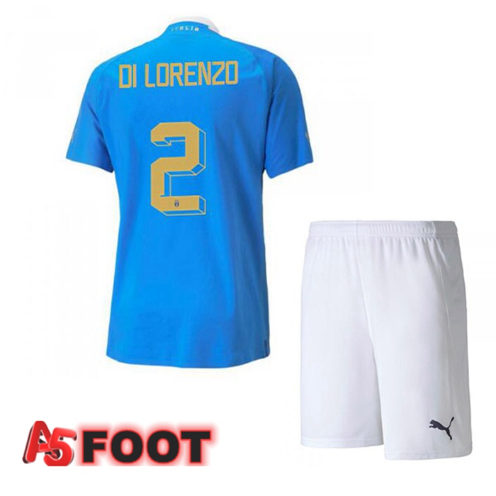 Maillot Foot Equipe de Italie（Di Lorenzo 2）Enfant Domicile Bleu 2022/2023