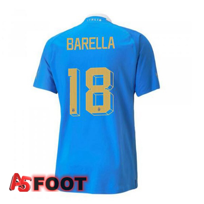 Maillot Foot Equipe de Italie（Barella 18）Domicile Bleu 2022/2023