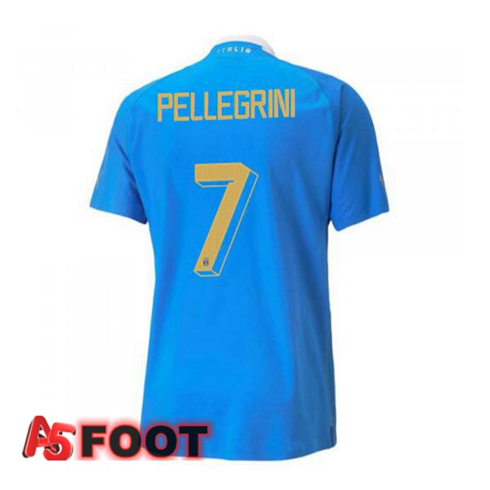 Maillot Foot Equipe de Italie（Pellegrini 7）Domicile Bleu 2022/2023