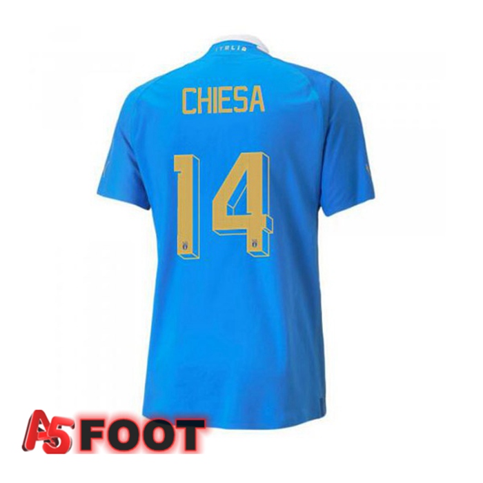 Maillot Foot Equipe de Italie（Chiesa 14）Domicile Bleu 2022/2023