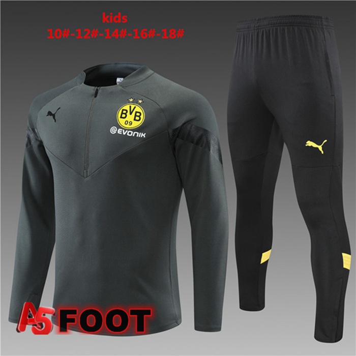 Ensemble Survetement de Foot Dortmund BVB Enfant Gris 2022/2023