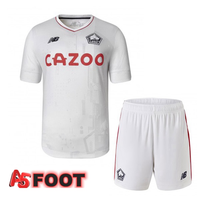 Maillot de Foot Lille OSC Enfant Exterieur Blanc 2022/2023