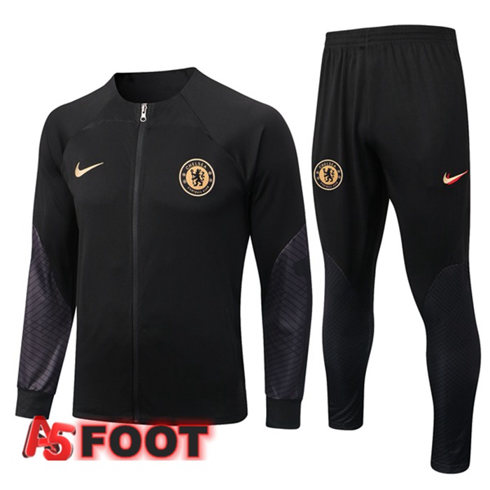 Ensemble Veste Survetement de Foot FC Chelsea Noir 2022/2023
