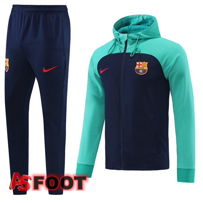 Ensemble Survetement Veste A Capuche FC Barcelone Vert 2022/2023