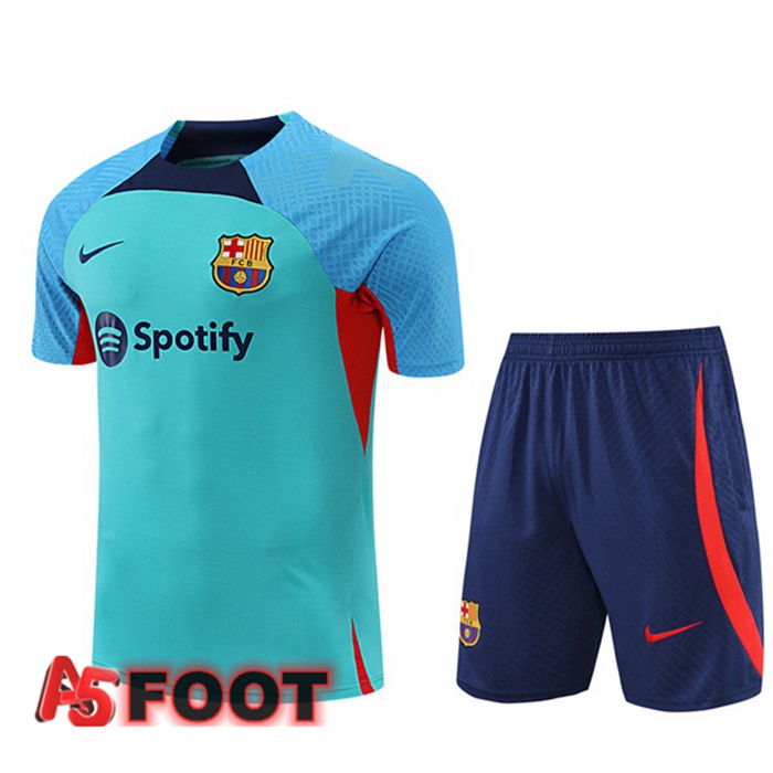 Ensemble Training T-Shirts FC Barcelone + Short Cyan 2022/2023